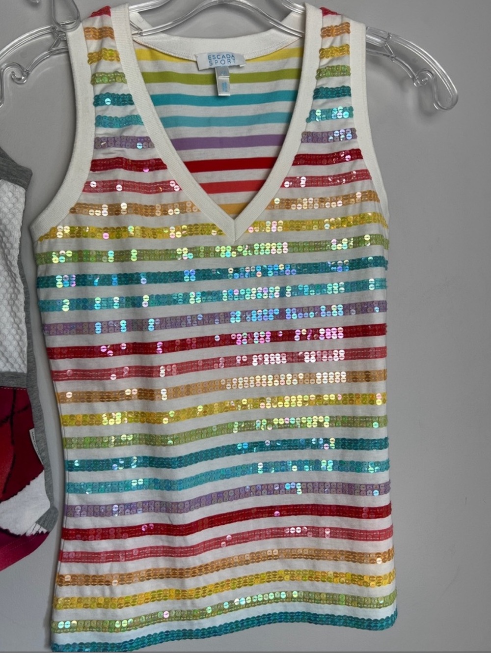 Escada Sequin Stripe Tank Top